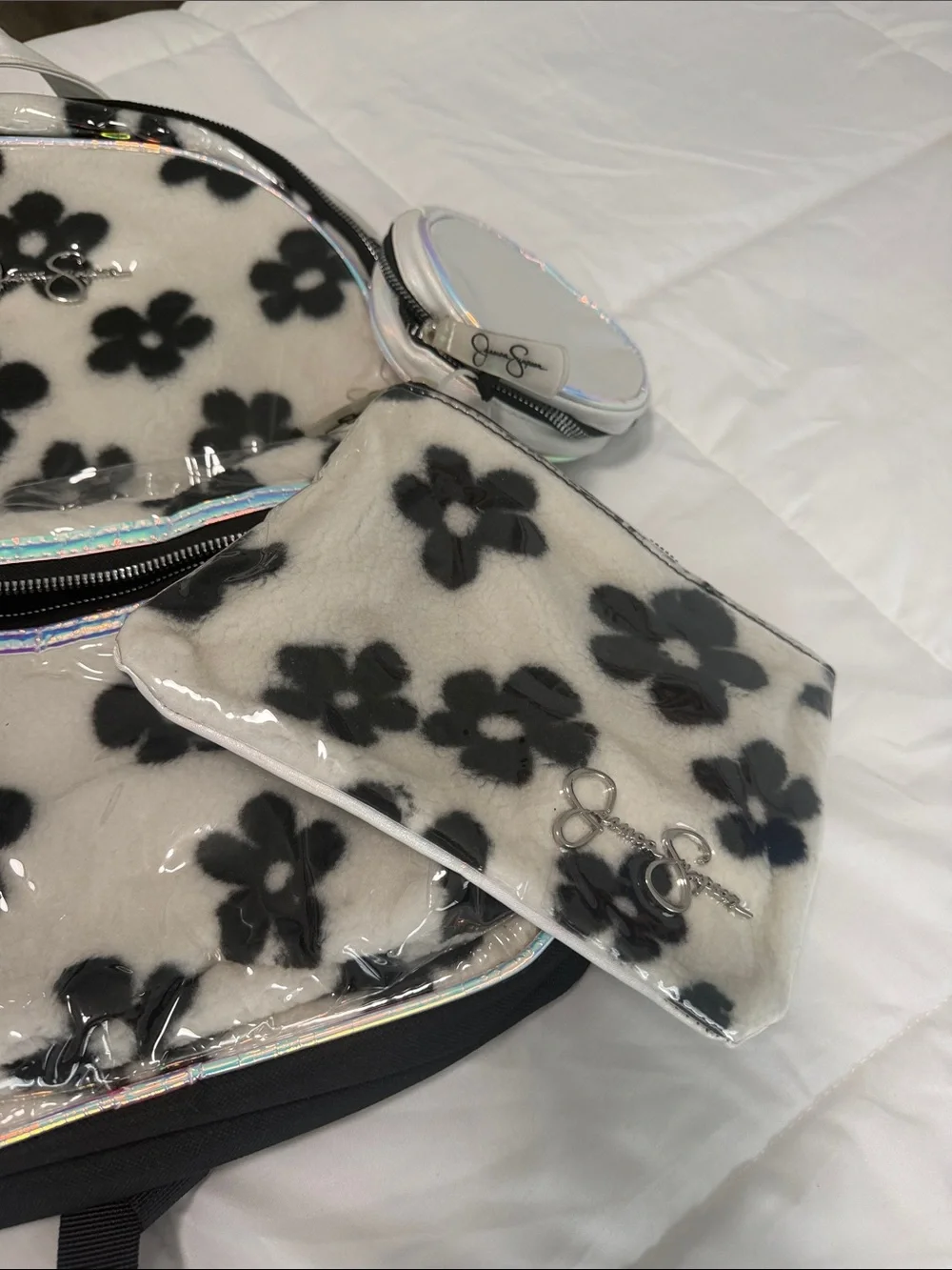Jessica Simpson Black and White Floral Kids Backpack Set